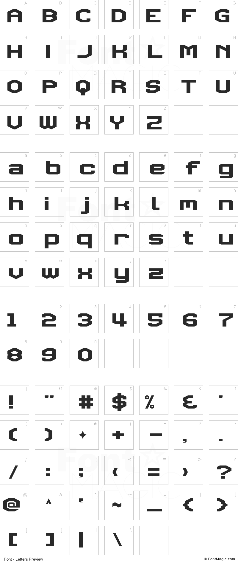 Triggering Fanfares Font - All Latters Preview Chart